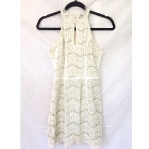 White and Light Green Lace Bodycon Dress